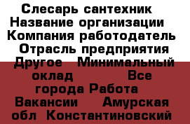 Слесарь-сантехник › Название организации ­ Компания-работодатель › Отрасль предприятия ­ Другое › Минимальный оклад ­ 5 676 - Все города Работа » Вакансии   . Амурская обл.,Константиновский р-н